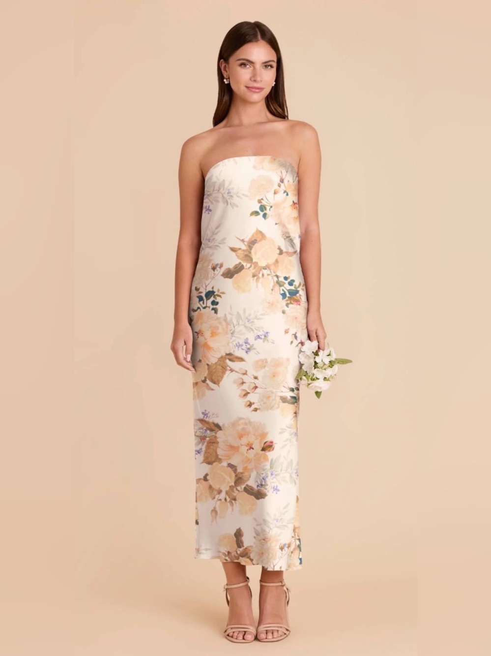 Birdy Grey Isla Dress Champagne Cascadia Bouquet Matte Satin size XS $109